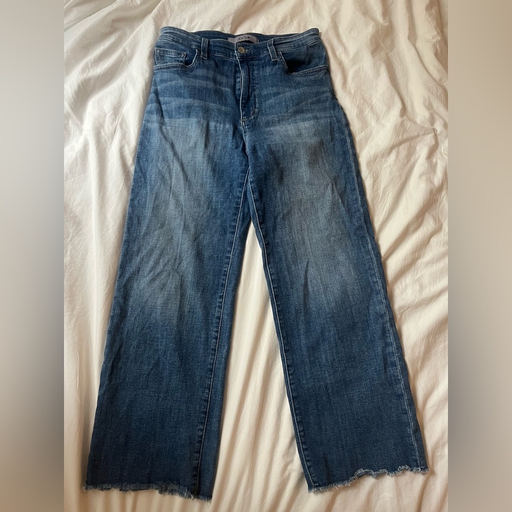 Joe’s Jeans High Rise Wide Leg Cropped Frayed Medium Wash Denim Jeans size 29